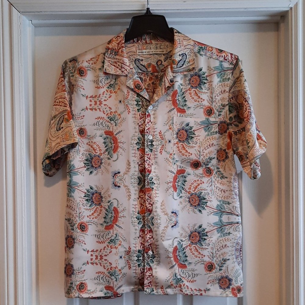 Shades of Grey by Micah Cohen Multicolored Pattern Graphic Shirt Size Small NWOT